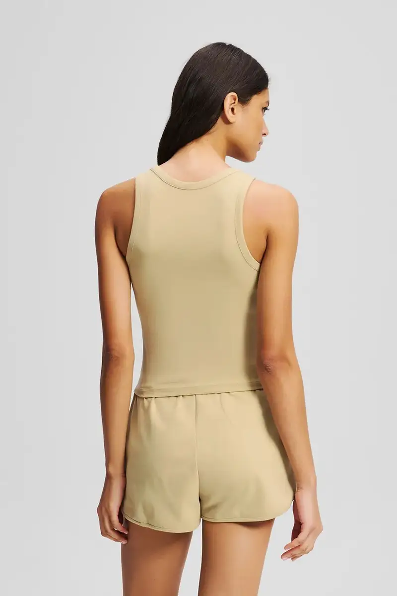 pantaloncini donna colore beige con applicazione A3W44007 miniatura 2