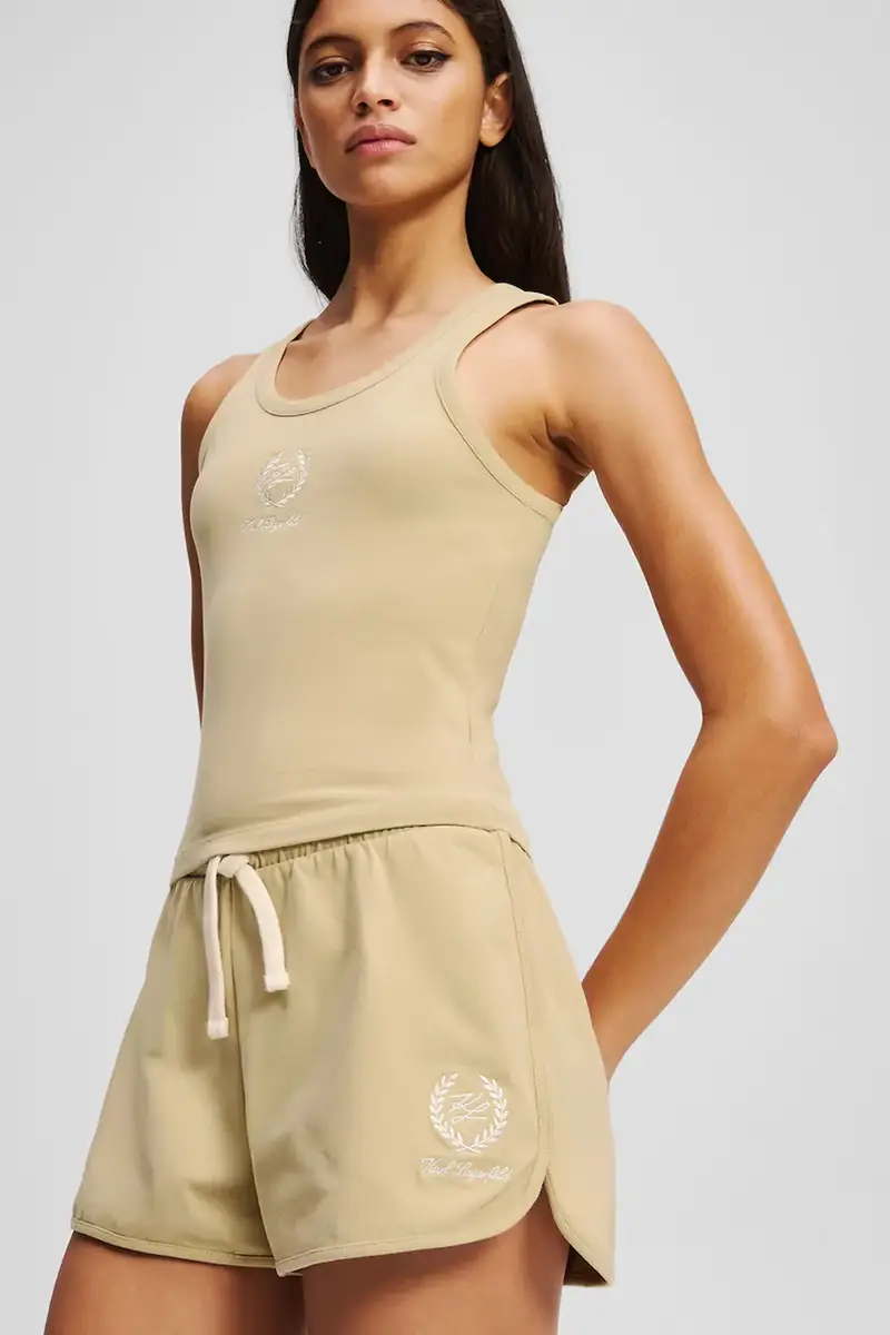 pantaloncini donna colore beige con applicazione A3W44007 miniatura 3