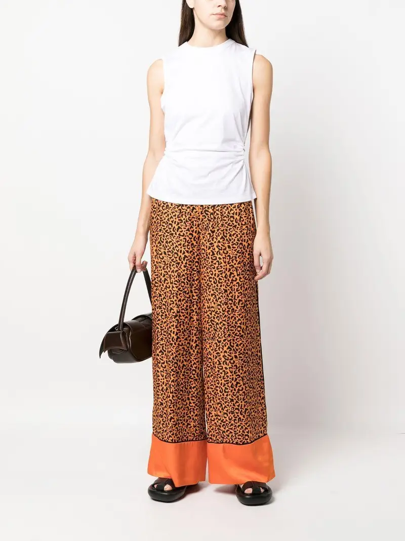 Pantalone a gamba ampia maculato arancione Arancio miniatura 3