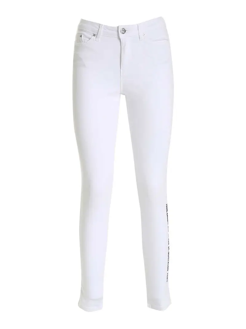 Pantalone bianchi con ricamo logo Bianco