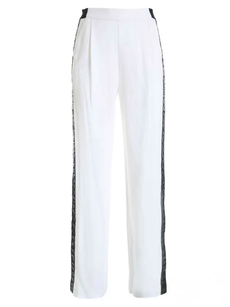 Pantalone W/Logo Tape in cady bianco