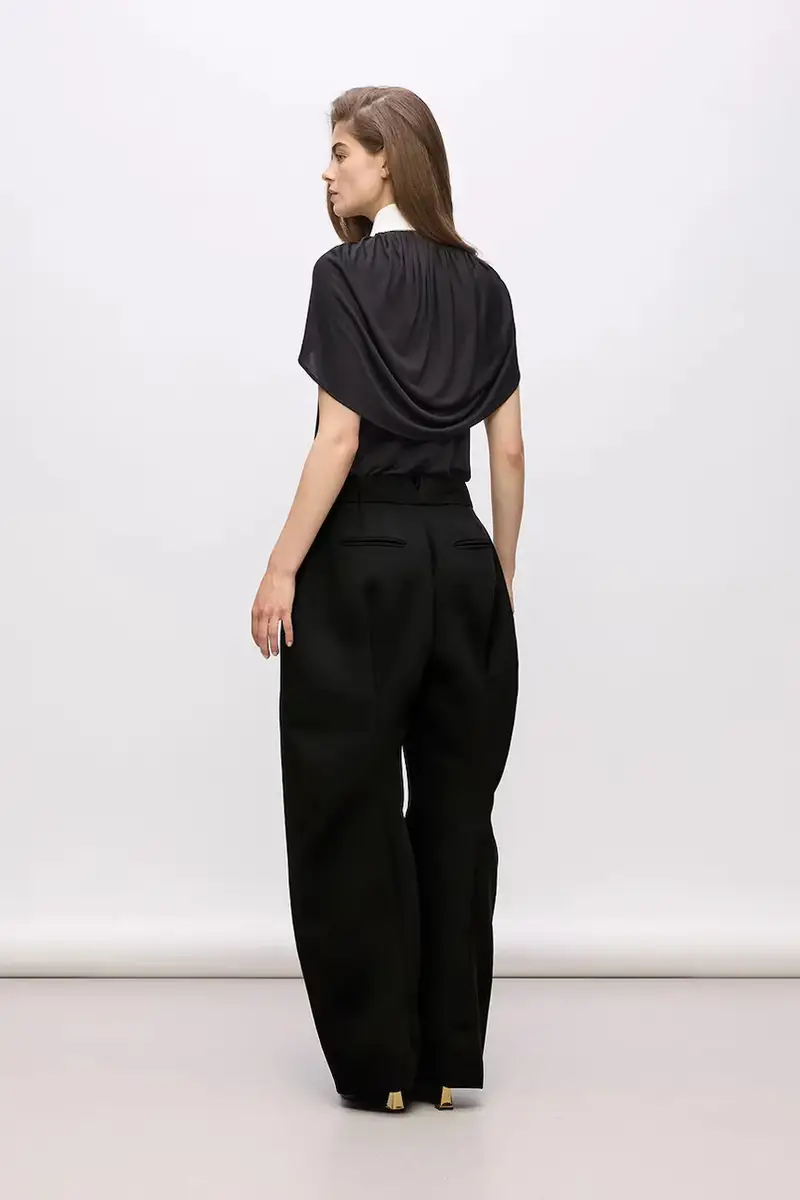 pantaloni con lana Karl Lagerfeld Studio colore nero A4W10144 miniatura 2