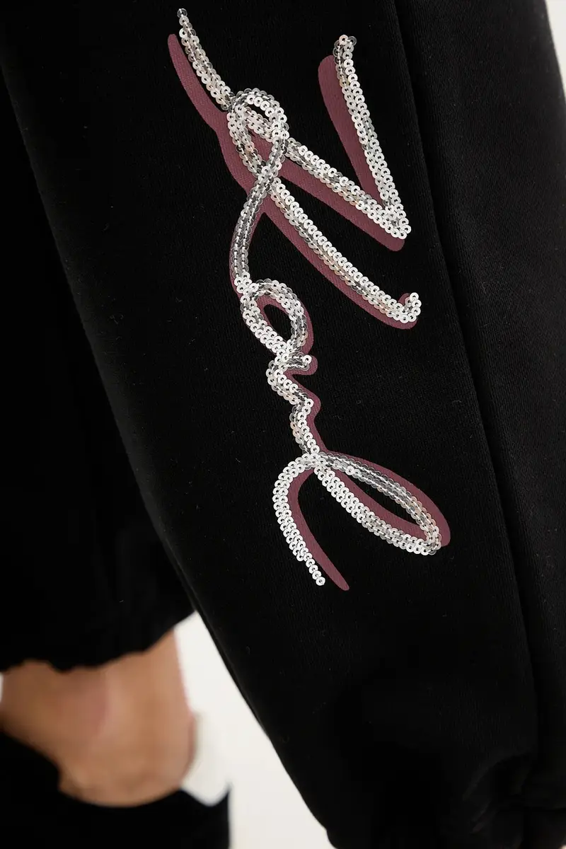 pantaloni tuta di cotone donna colore grigio con applicazione A4W10141 miniatura 4