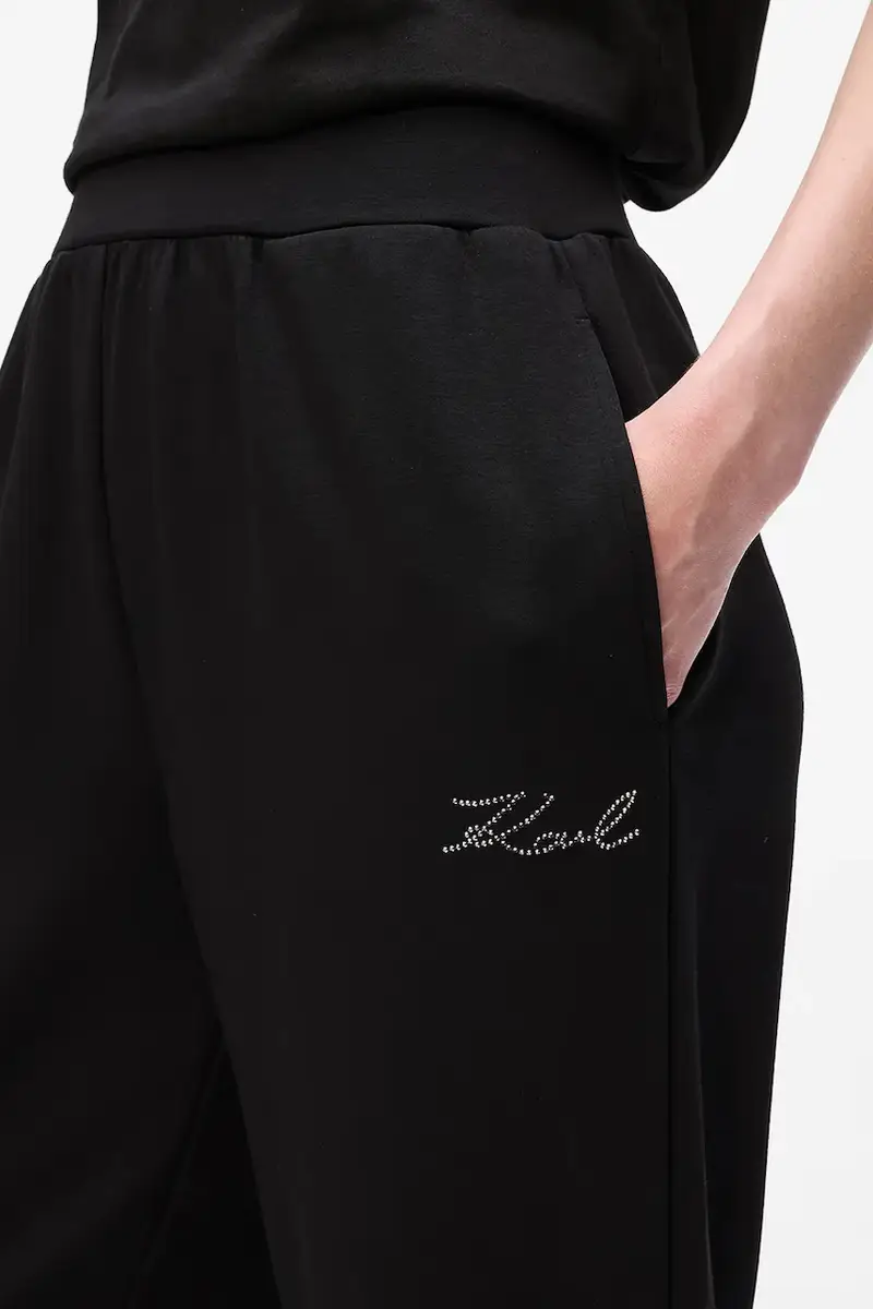 pantaloni tuta donna colore grigio con applicazione A4W10089 miniatura 3