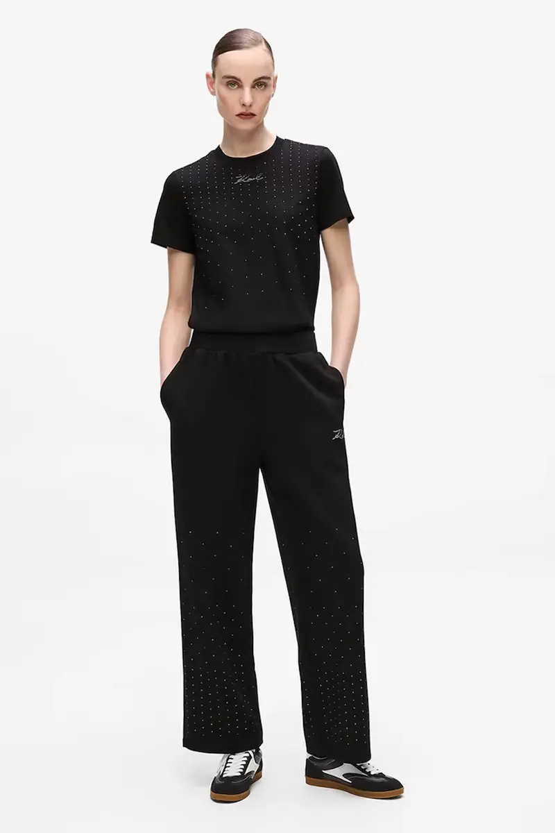 pantaloni tuta donna colore grigio con applicazione A4W10089