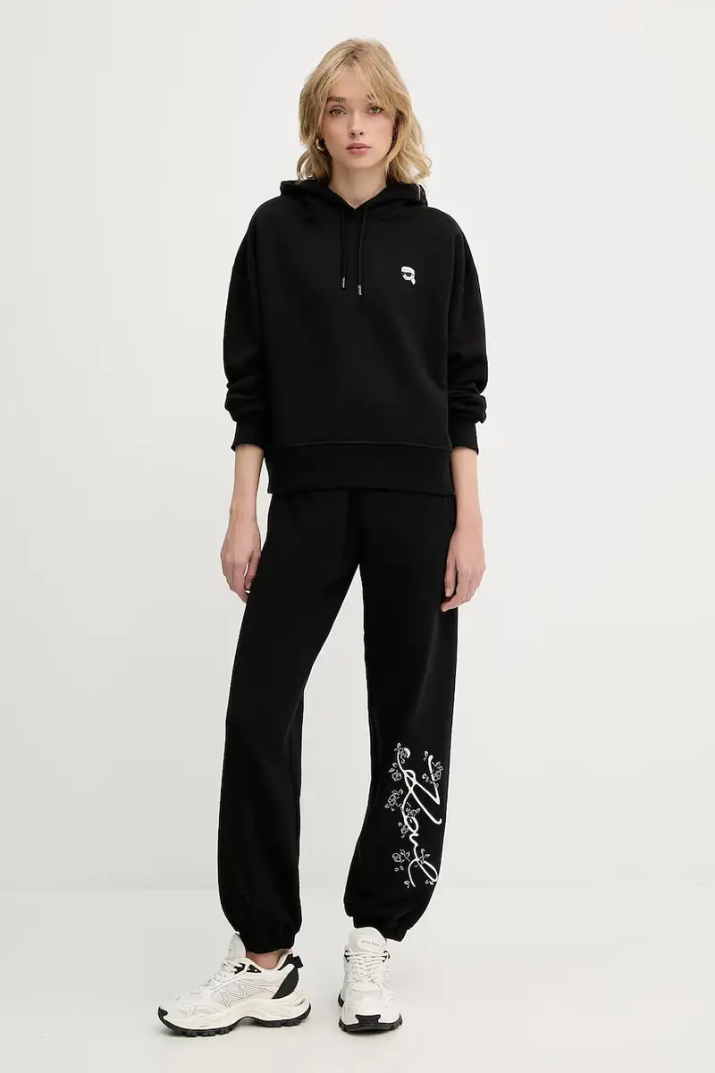 pantaloni tuta donna colore nero con applicazione A3W10009 miniatura 2