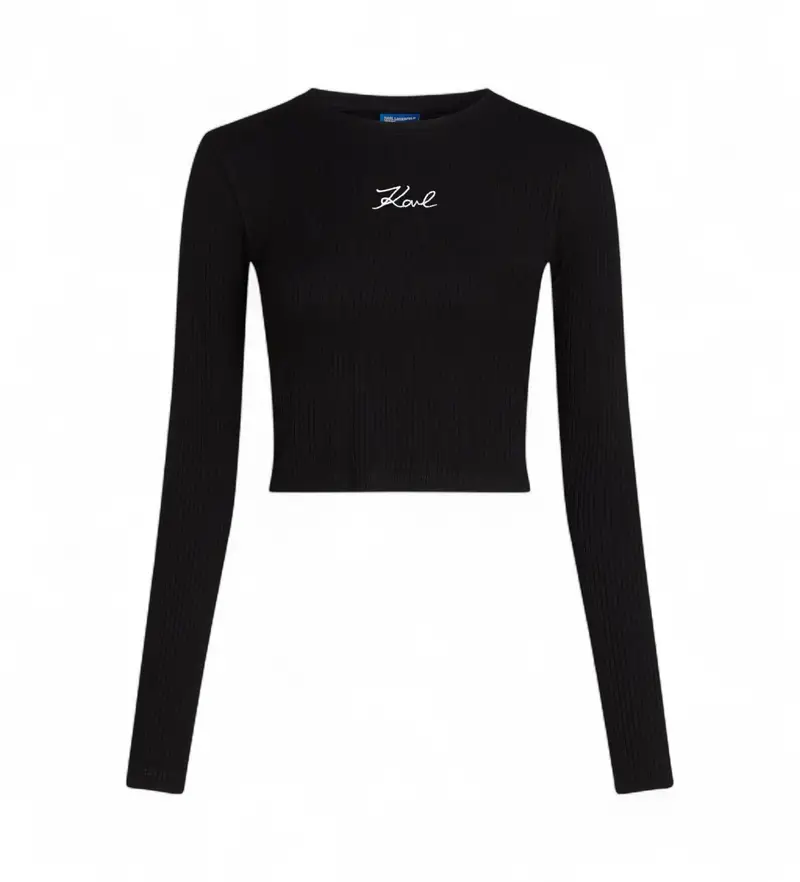 per donna. A3W18025 Maglietta nera a coste (XS), Nero, Casual, Cotone, Manica corta