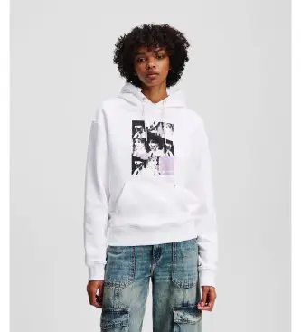 per donna A3W20042 Felpa con stampa Karl bianca (S), Bianco, Casual, Cotone biologico, Sostenibile