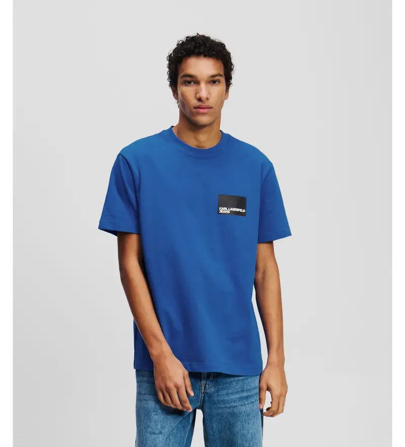 per uomo A1M17001 Maglietta con piccola illustrazione blu (S), Casual, Cotone, Manica corta