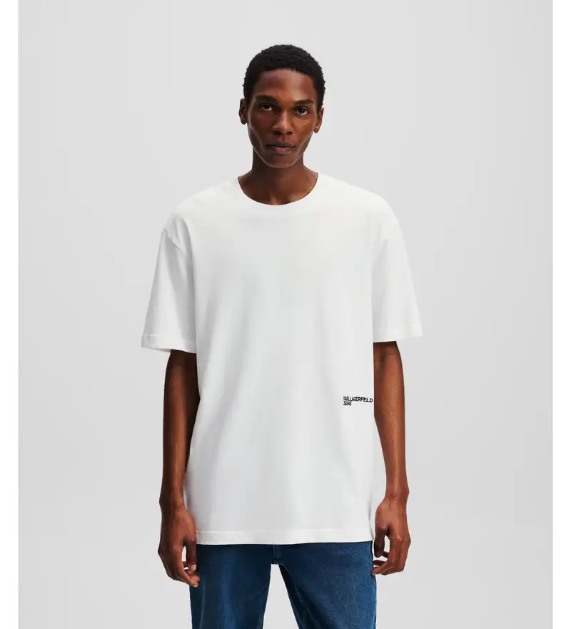 per uomo A1M17113 Maglietta bianca con illustrazione (S), Bianco, Casual, Manica corta, Cotone biologico, Sostenibile