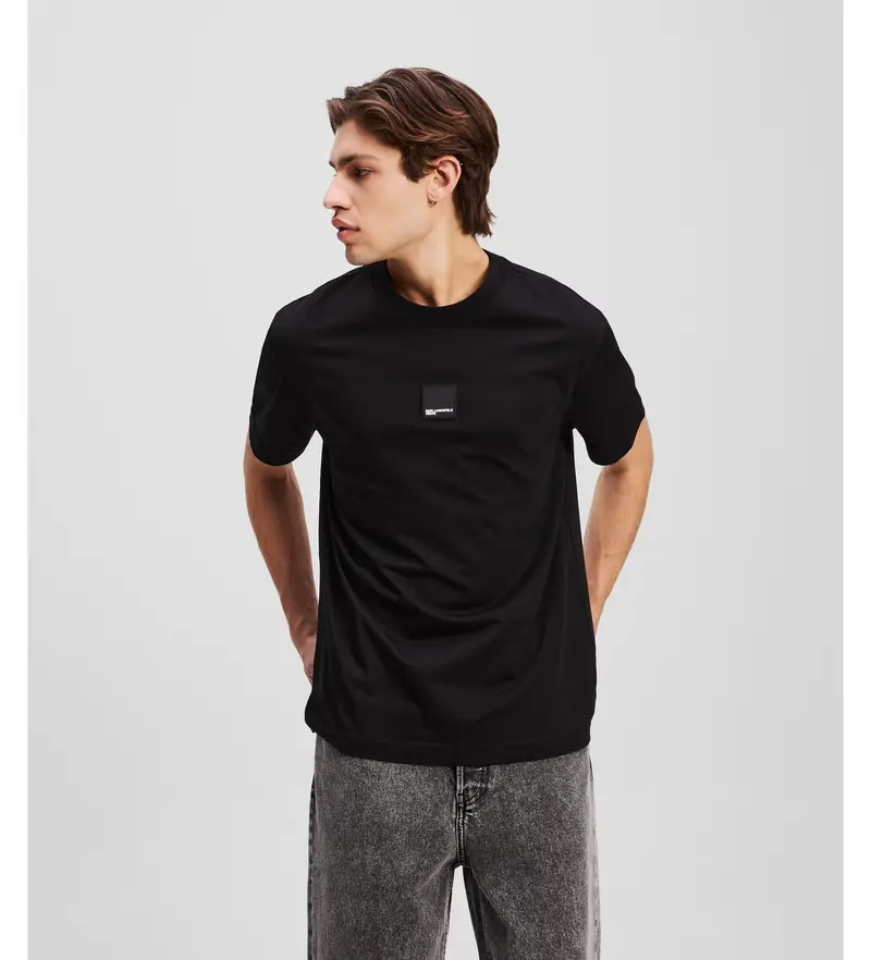 per uomo. A3M17029 Maglietta grafica nera (XS), Nero, Casual, Manica corta, Cotone biologico, Sostenibile