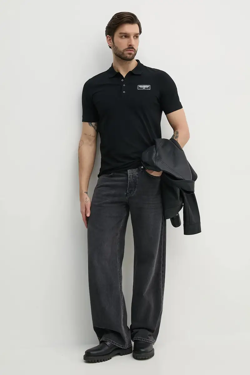 Karl Lagerfeld Polo Uomo Nero 3336938 miniatura 2