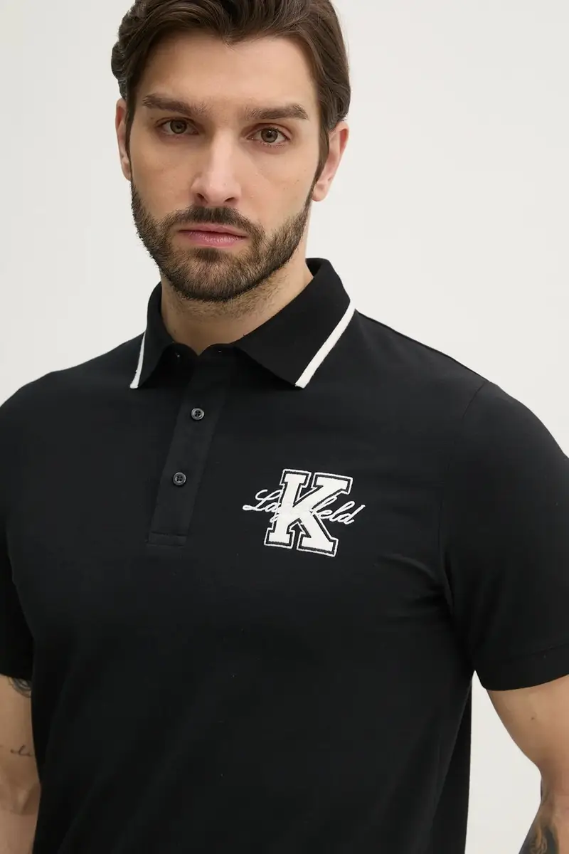 Karl Lagerfeld Polo Uomo Nero 3336943 miniatura 4