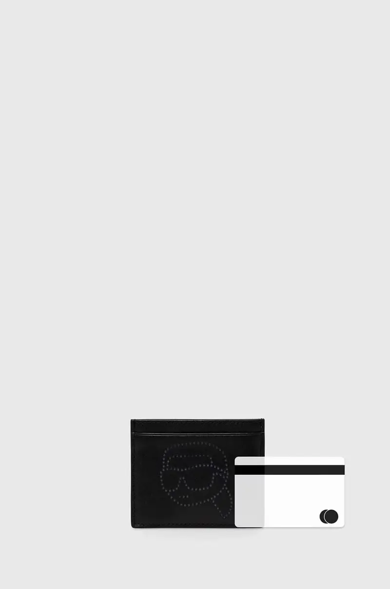 portacarte in pelle colore nero miniatura 4