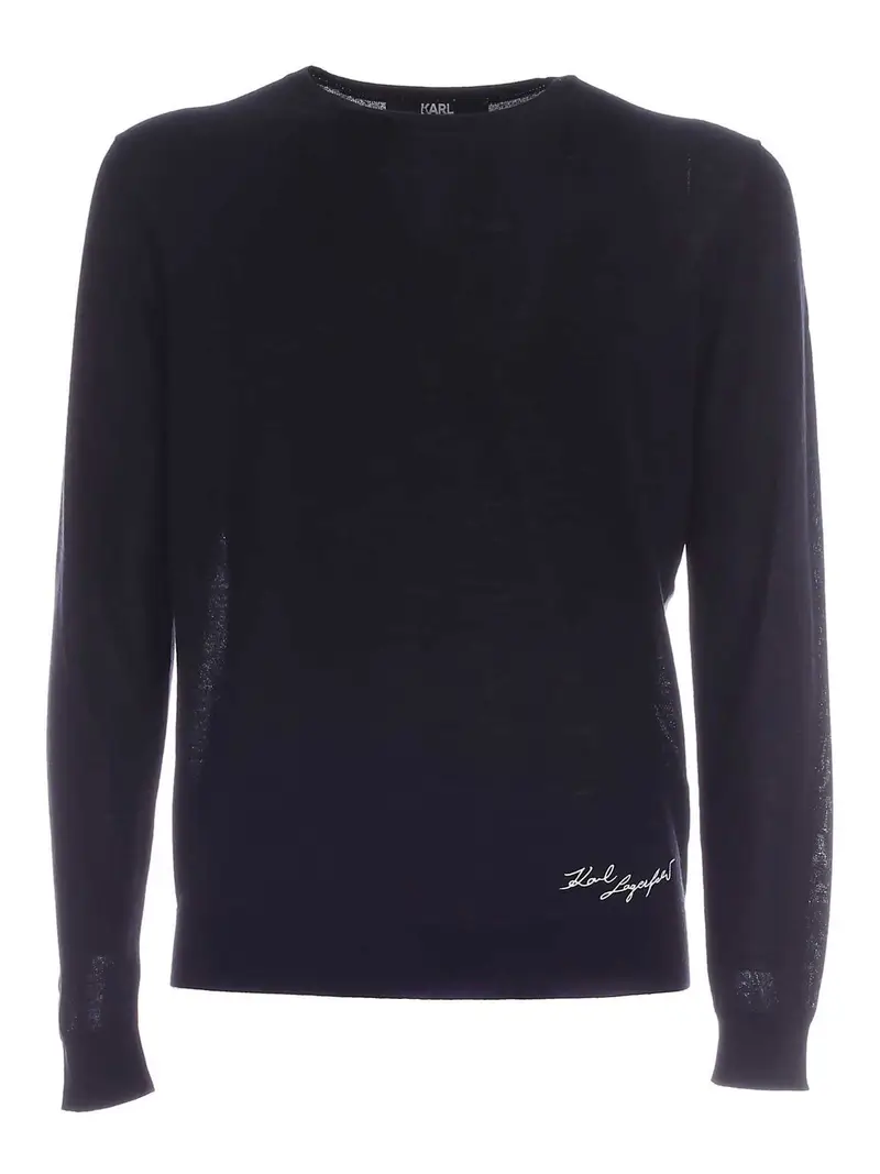 Pullover nero con logo signature