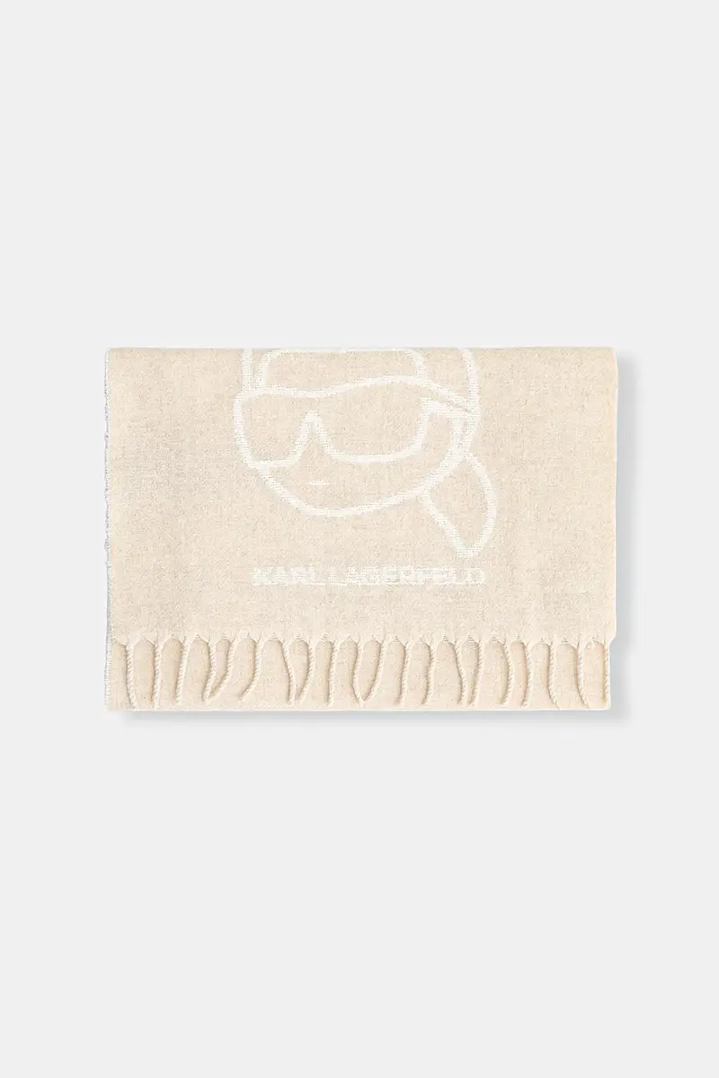 scialle con lana colore beige A4W33051 miniatura 2