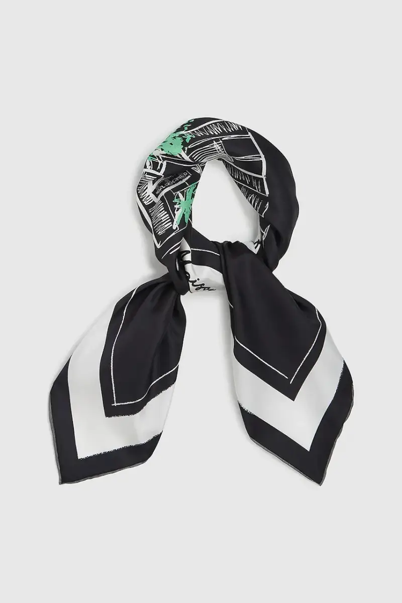 scialle in seta donna colore nero A4W33115 miniatura 2