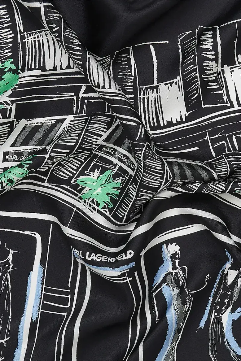 scialle in seta donna colore nero A4W33115 miniatura 4