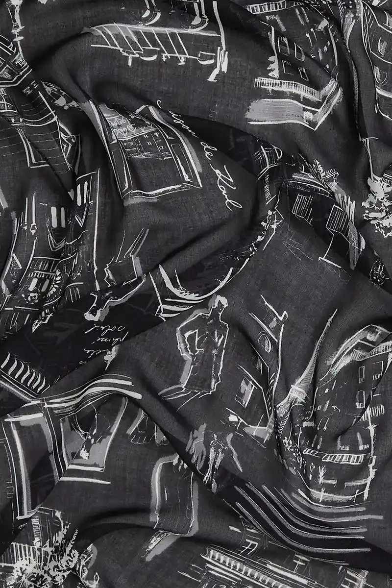 sciarpa di seta donna colore nero A4W33116 miniatura 4