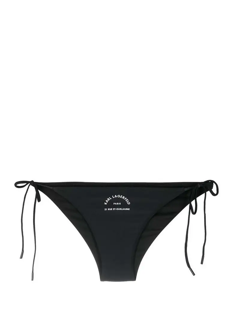 String Bikini Bottoms con logo Nero
