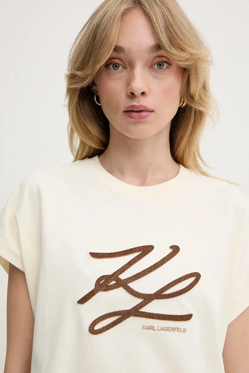 Karl Lagerfeld T-shirt Donna Beige 3242509 miniatura 4