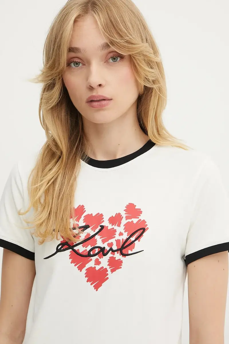 Karl Lagerfeld T-shirt Donna Beige 3123236 miniatura 4