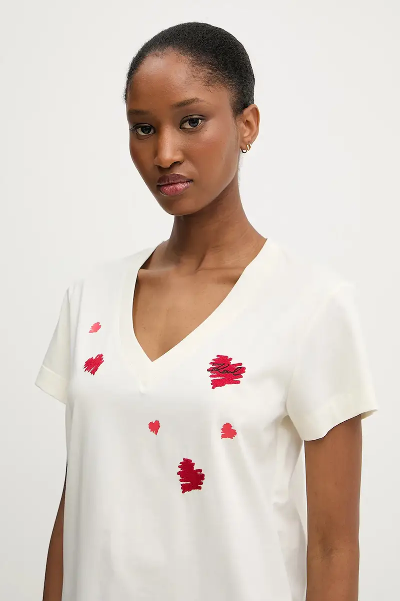 Karl Lagerfeld T-shirt Donna Beige 3242501 miniatura 4