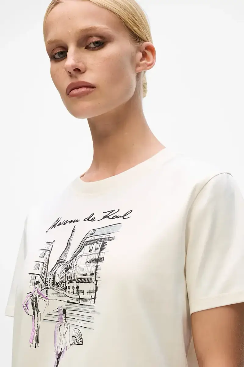 Karl Lagerfeld T-shirt Donna Beige 3123667 miniatura 3