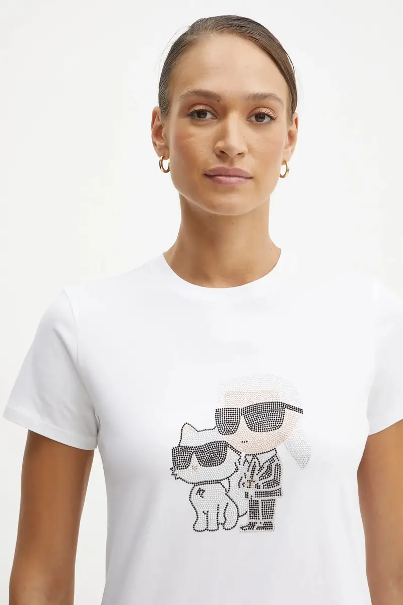 Karl Lagerfeld T-shirt Donna Bianco 3880870 miniatura 4