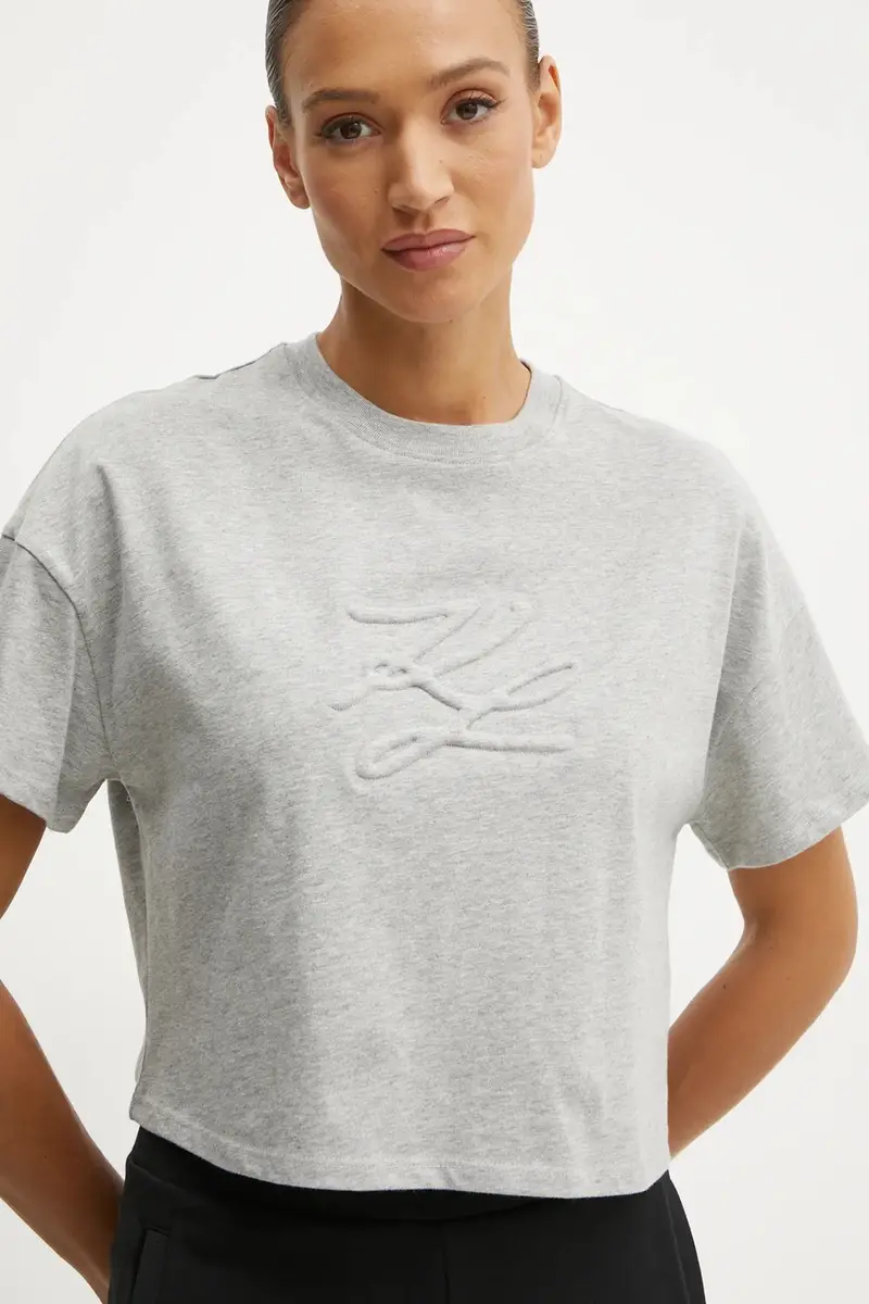 Karl Lagerfeld T-shirt Donna Grigio 3324660 miniatura 4