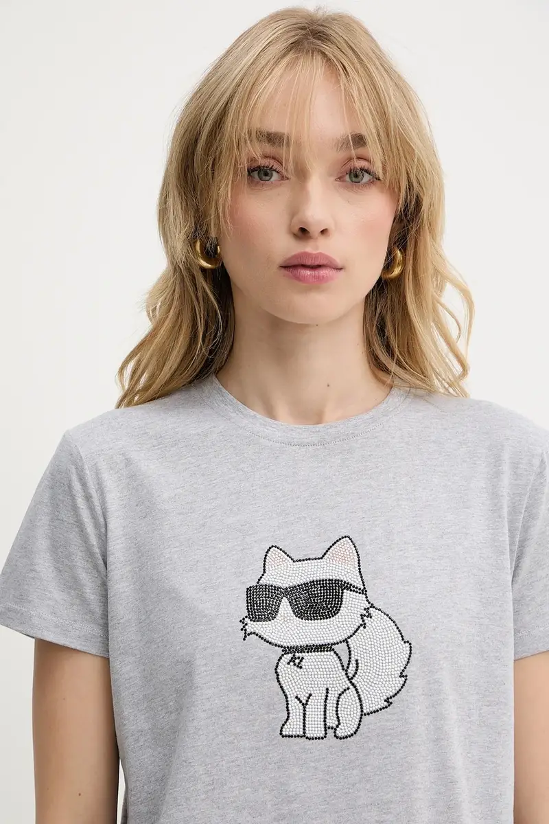 Karl Lagerfeld T-shirt Donna Grigio 3249922 miniatura 4