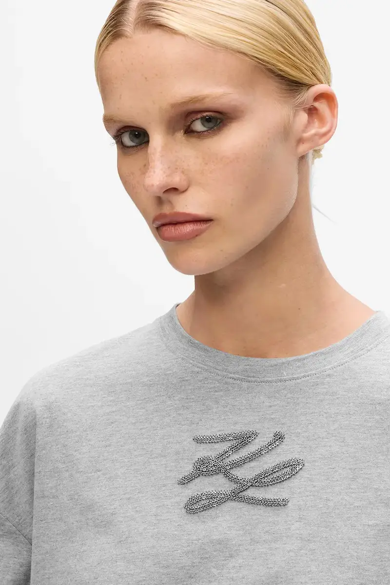 Karl Lagerfeld T-shirt Donna Grigio 3611583 miniatura 3