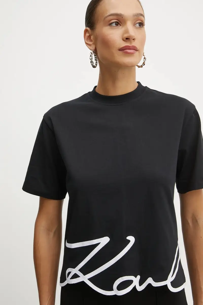 Karl Lagerfeld T-shirt Donna Nero 3327186 miniatura 4
