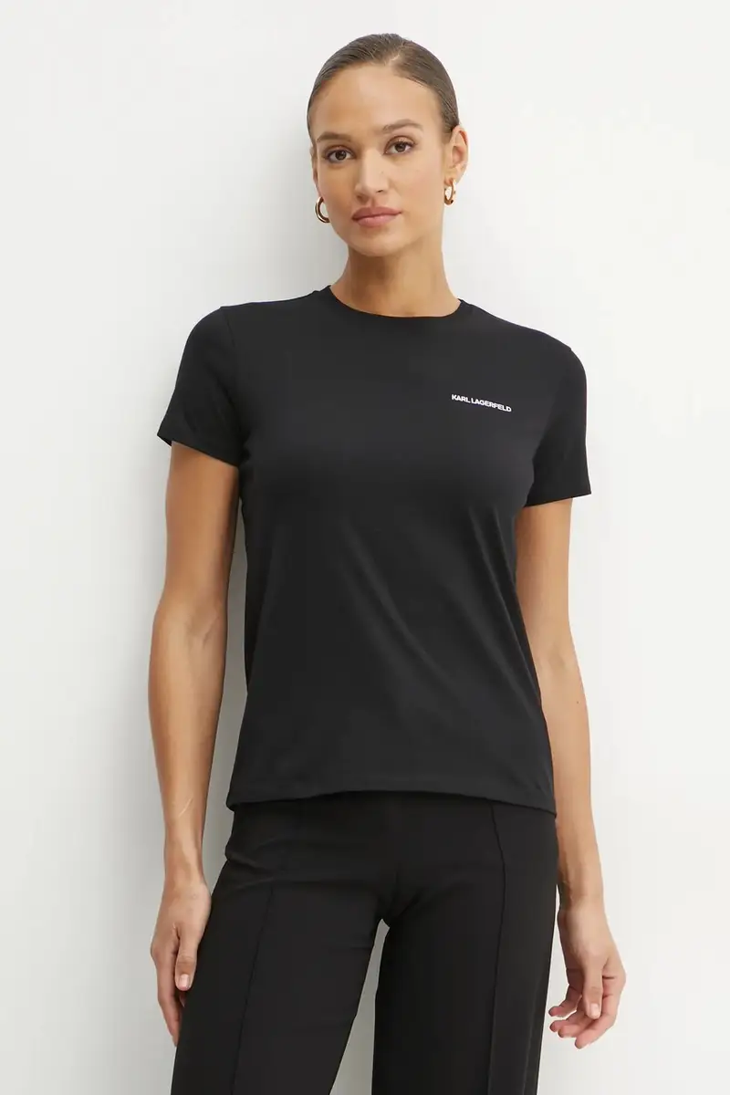 Karl Lagerfeld T-shirt Donna Nero 3527618 miniatura 4