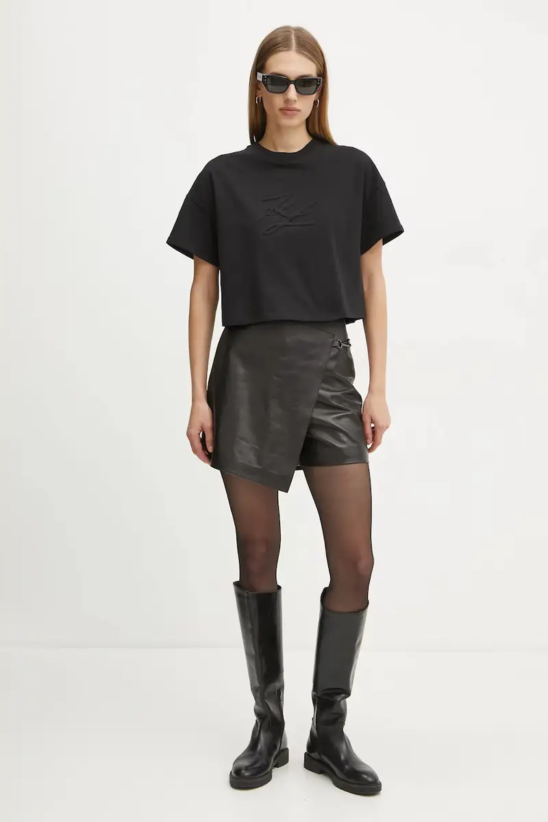 t-shirt in cotone donna colore nero A1W17071 miniatura 2