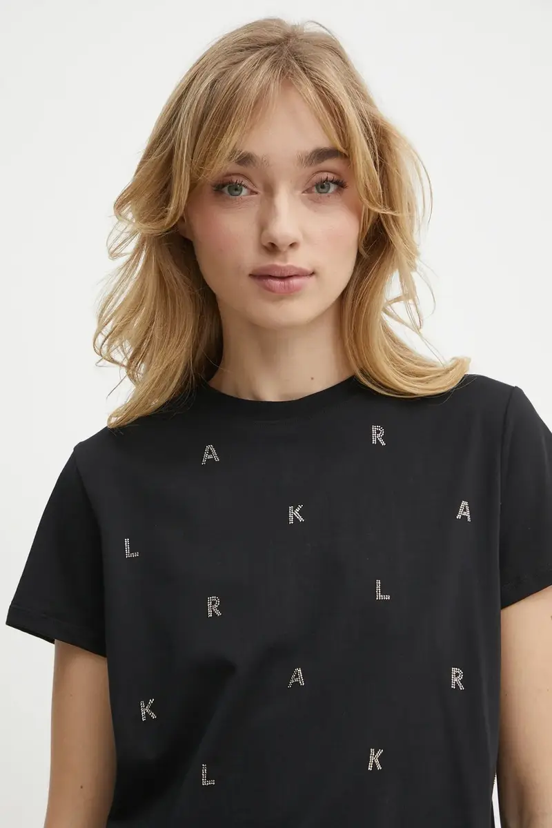 Karl Lagerfeld T-shirt Donna Nero 3327302 miniatura 4
