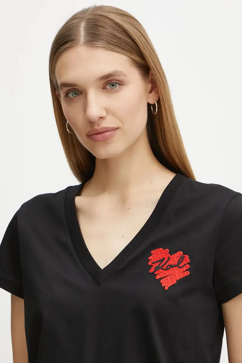 Karl Lagerfeld T-shirt Donna Nero 3627151 miniatura 4