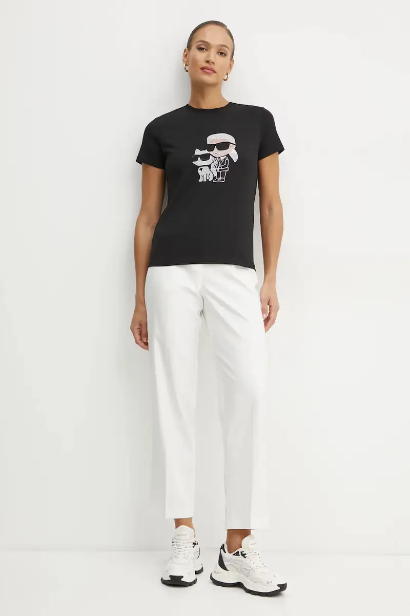 Karl Lagerfeld T-shirt Donna Nero 3775344 miniatura 2