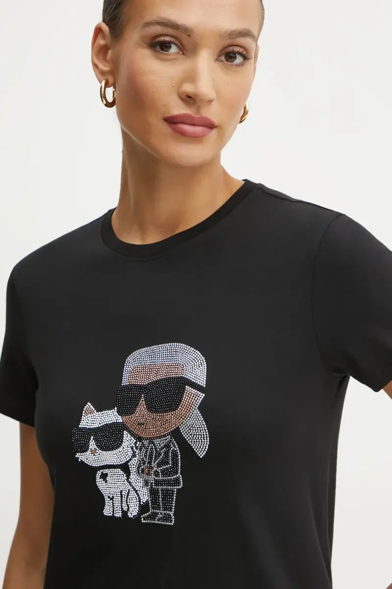 Karl Lagerfeld T-shirt Donna Nero 3775344 miniatura 4