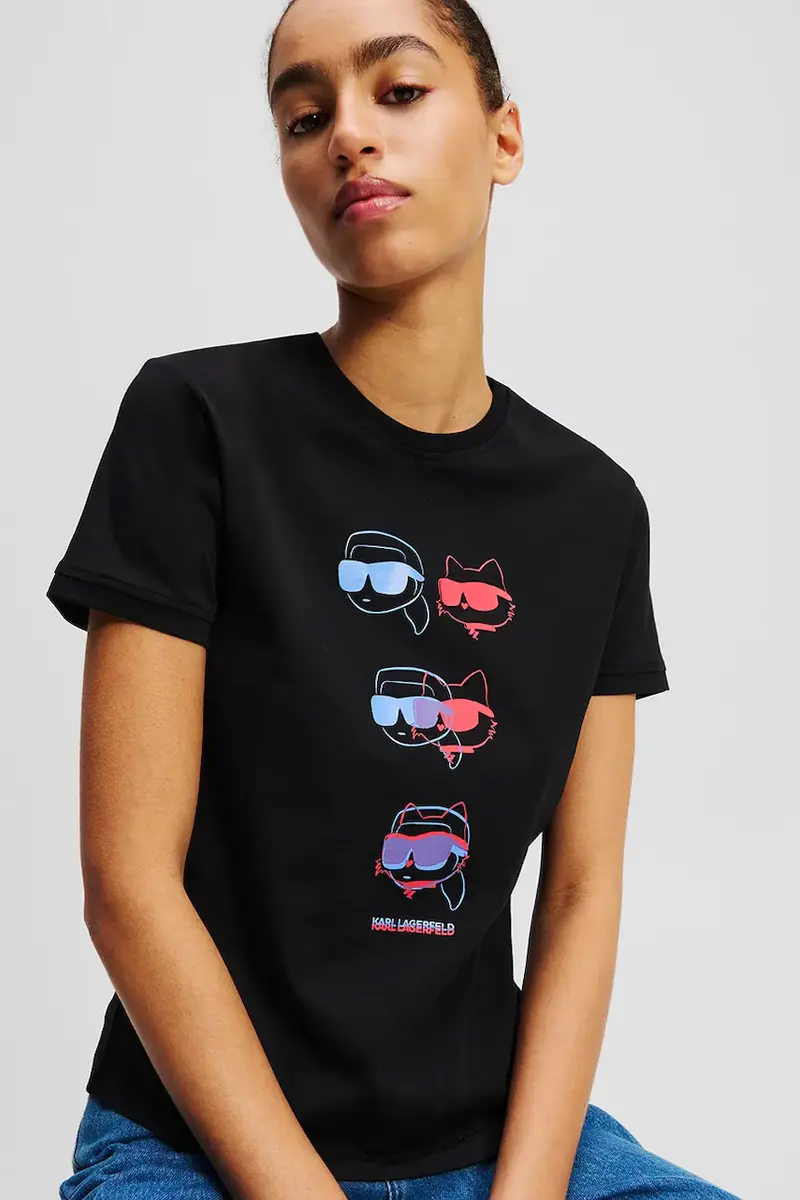 Karl Lagerfeld T-shirt Donna Nero 3263344 miniatura 3