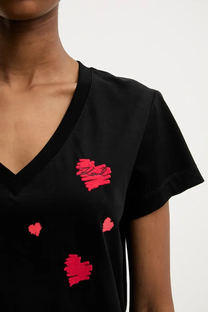 Karl Lagerfeld T-shirt Donna Nero 3845872 miniatura 5