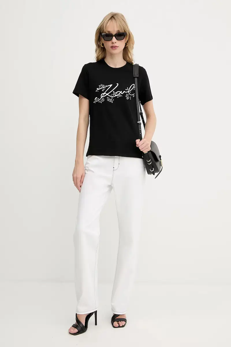 Karl Lagerfeld T-shirt Donna Nero 3263955 miniatura 2