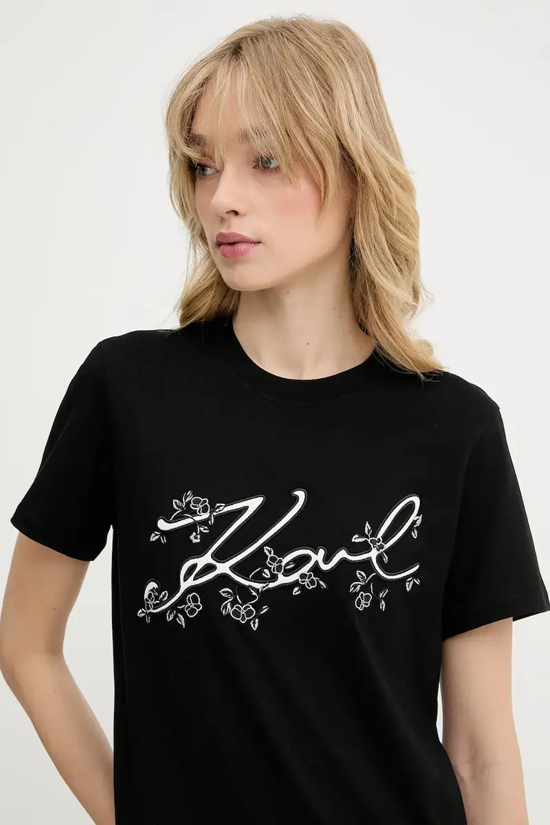 Karl Lagerfeld T-shirt Donna Nero 3263955 miniatura 4