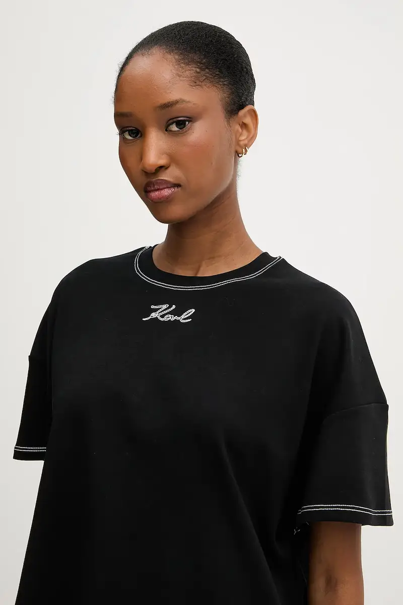 Karl Lagerfeld T-shirt Donna Nero 3264199 miniatura 4