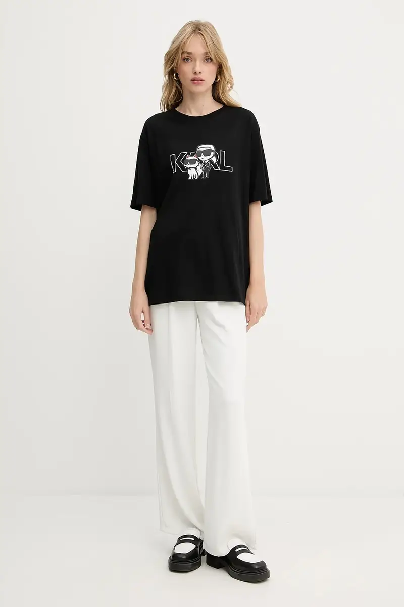 Karl Lagerfeld T-shirt Donna Nero 3264036 miniatura 2