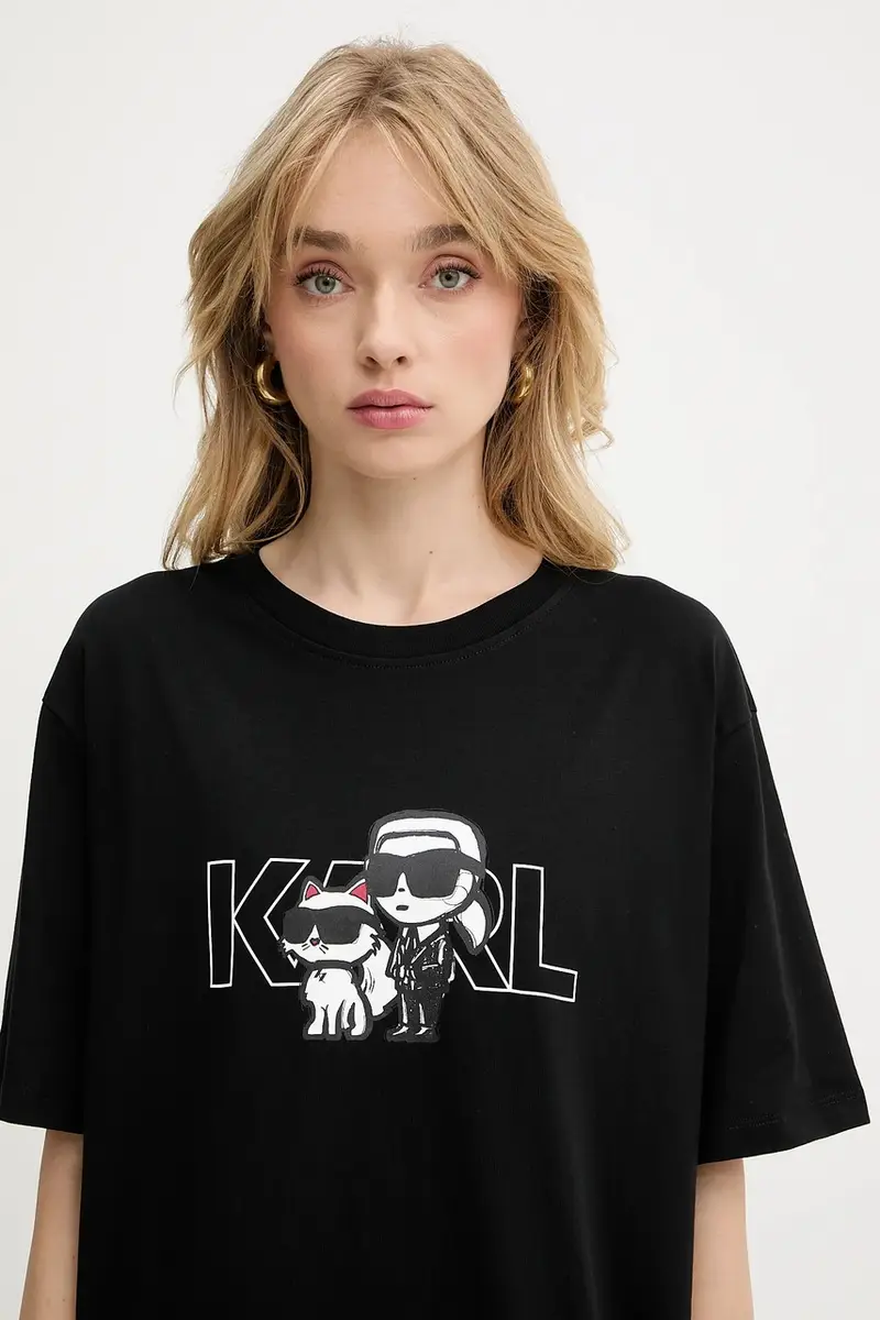 Karl Lagerfeld T-shirt Donna Nero 3264036 miniatura 4
