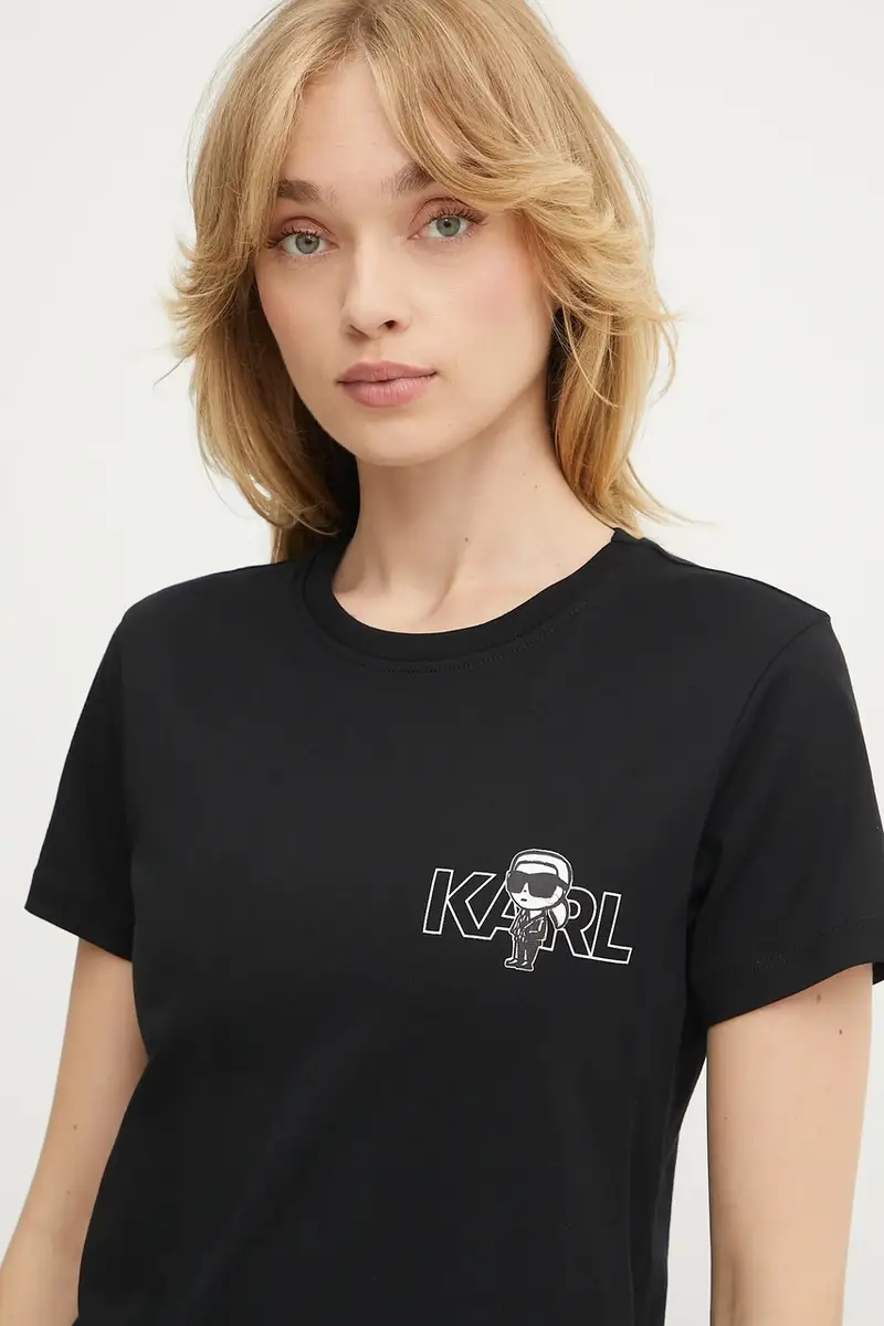 Karl Lagerfeld T-shirt Donna Nero 3263996 miniatura 4