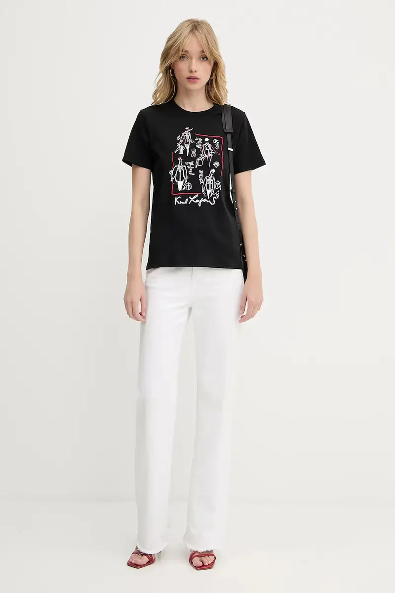Karl Lagerfeld T-shirt Donna Nero 2985260 miniatura 2