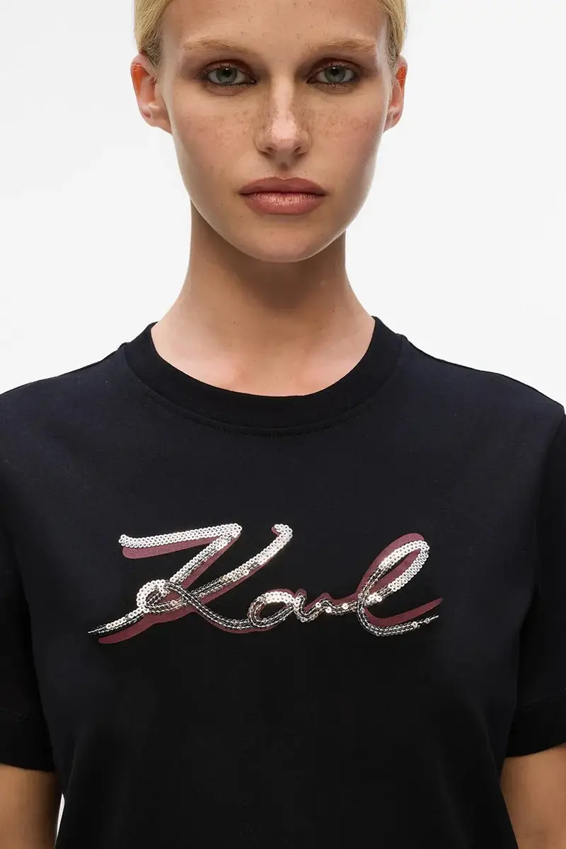 Karl Lagerfeld T-shirt Donna Nero 3275847 miniatura 3