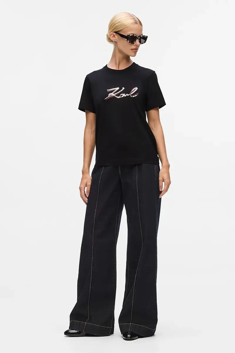 Karl Lagerfeld T-shirt Donna Nero 3275847 miniatura 4